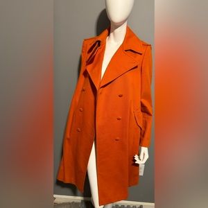 Charles Nolan orange double breasted trench sz 12